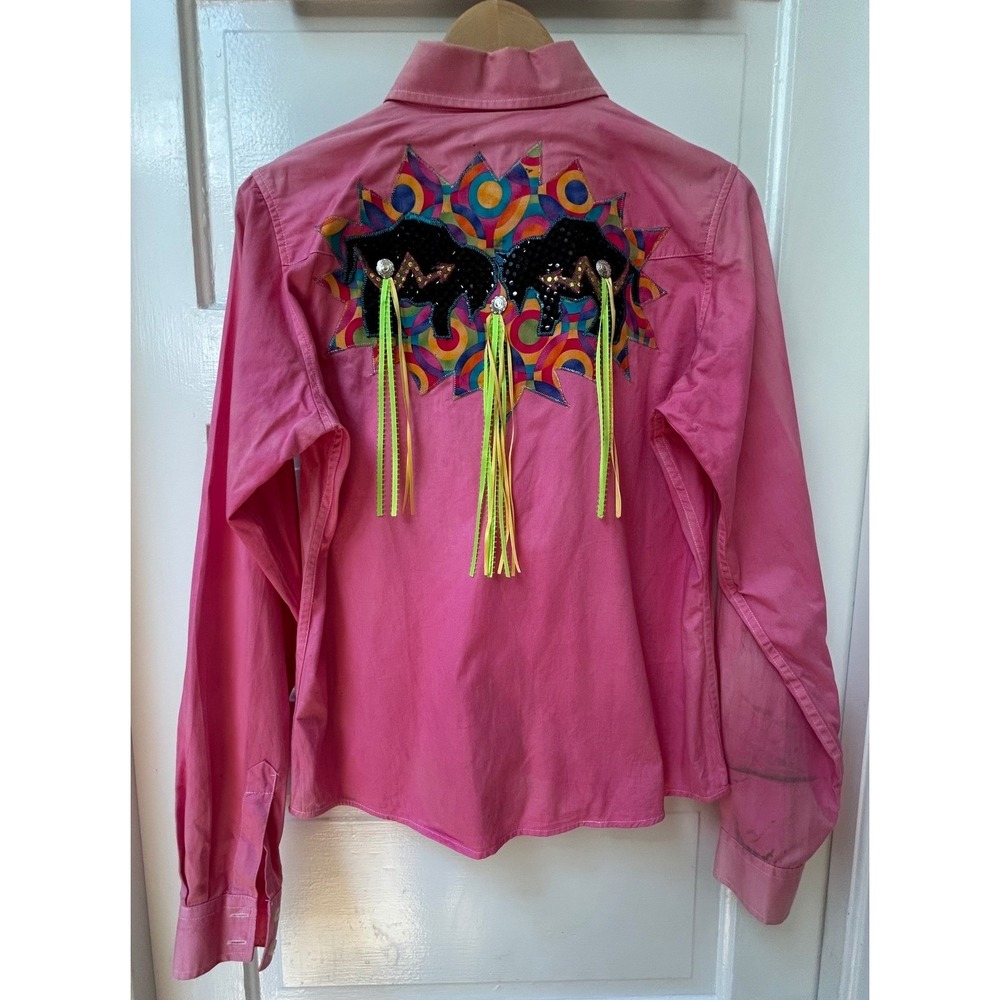 Fallon Taylor's Wrangler Pink Custom NFR Barrel Racing Western Shirt Medium - Picture 5 of 10